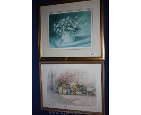 A Print of a floral watercolour, after Anne Cotteril and a Spanish Print by F. Neni