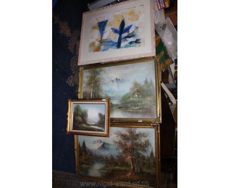 Five miscellaneous Paintings, three being large, one small and a portrait  