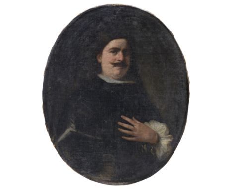 Juan Bautista Martinez del Mazo (Cuenca, Castilla-La Mancha 1612-1667 Madrid)Portrait d'homme huile sur toile, ovaleoil on ca