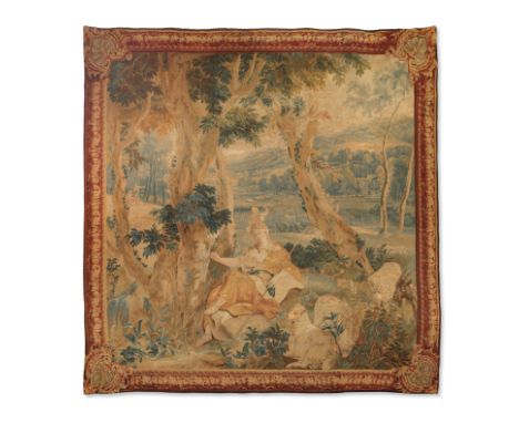 Tapisserie à sujet mythologique figurant Thusnelda gravant le nom de son mari Arminius, Lille, début XVIIIe siècleA Lille myt