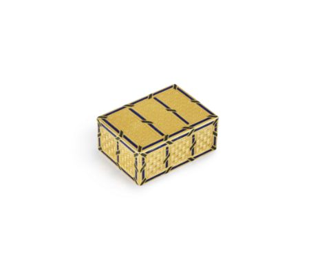 Tabatière en or de forme rectangulaire partiellement émaillée, XIXe siècleA rectangular snuffbox in gold, partially enamelled