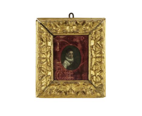 Entourage de Domenikos Theotokopoulos, dit El Greco (Candia 1541-1614 Toledo)Portrait de jeune homme à la collerette huile su