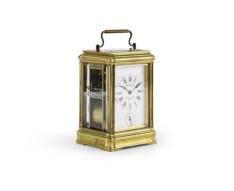 Pendule de voyage à grande sonnerie en laiton doré de Ch. Oudin, fin XIXe siècleA late 19th century French grande-sonnerie st