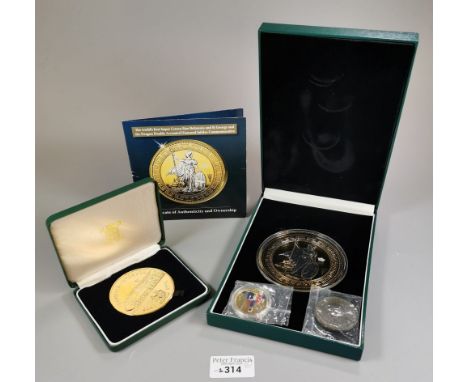 The Royal Mint London-Bristol Intercity 1841-1991 medallion together with some other coins to include Britannia and St George