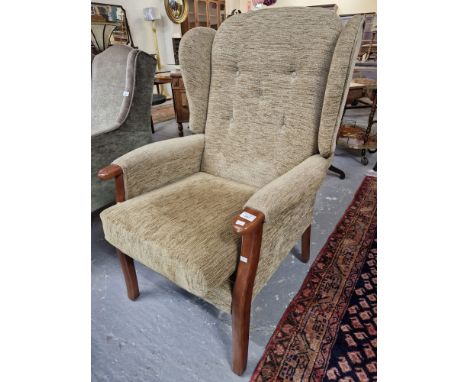 Modern Parker Knoll type  wing backed fireside chair with loose cushion. (B.P. 21% + VAT)