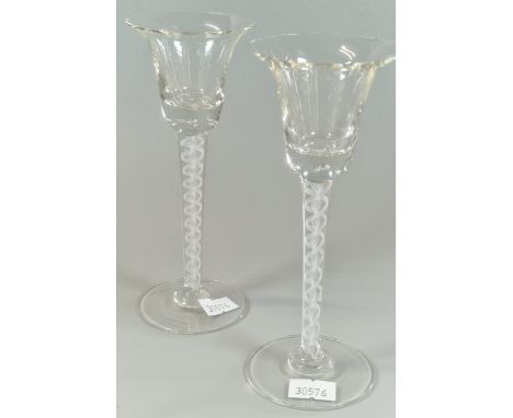 Pair of 18th century style opaque air twist wine glasses. (2)  (B.P. 21% + VAT)