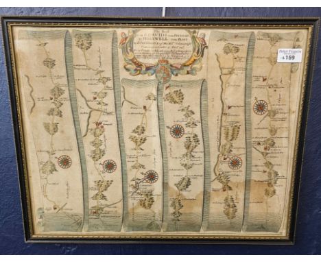 John Ogilby (British 1600-1675), original strip road map 'The Road from St David's in Pembrokeshire to Holywell in Flint'. (T