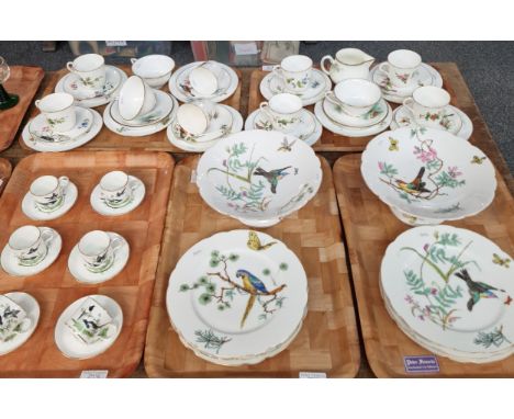 Collection of Royal Worcester porcelain hand painted teaware to include: trio sets and similar, overall decorated with Britis