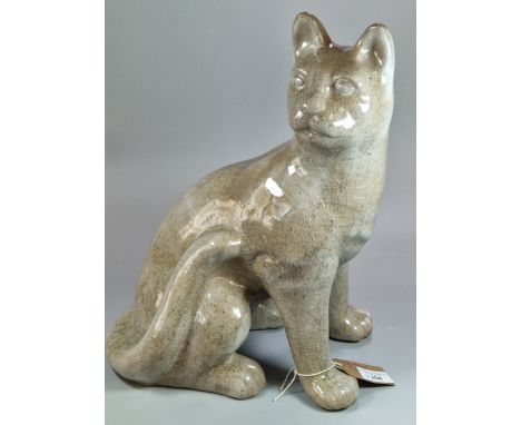 20th century ceramic study of a seated Cat. 39cm high approx. (B.P. 21% + VAT)