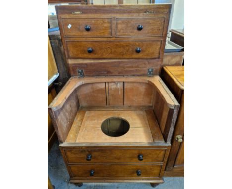 19th century mahogany commode in the form of a small chest of drawers. 64cm wide approx. (B.P. 21% + VAT)