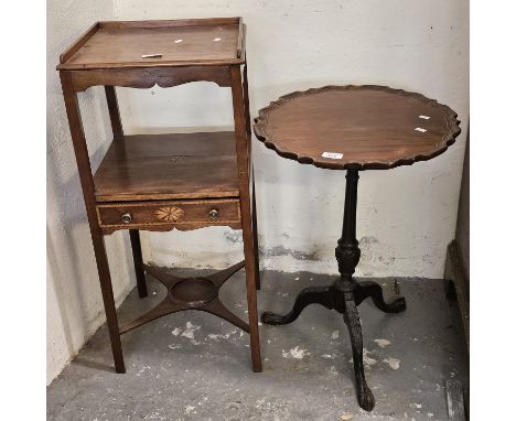 Georgian mahogany bedside wash stand, together with a Georgian design pie crust top tripod wine table. (2) (B.P. 21% + VAT)
