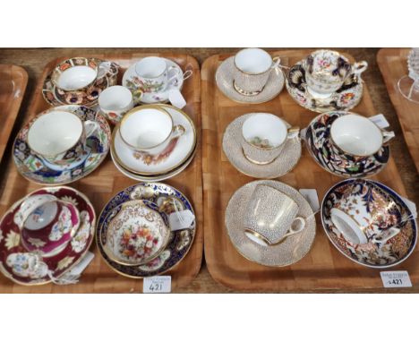 Collection of 19th century and other English porcelain cabinet cups and saucers, to include: Ridgway, Derby, Royal Crown Derb