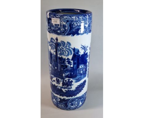 Staffordshire style porcelain blue and white transfer printed stick stand. (B.P. 21% + VAT)