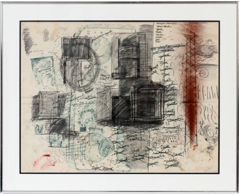 ROBERT SESTOK, C 1980 H 26" W 20" ABSTRACT:  Pencil and magic marker. Robert Sestok, Cass corridor artist, born 1946. 