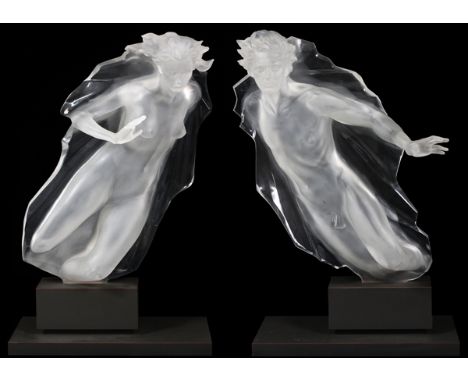 FREDERICK HART [1943-1999], ACRYLIC SCULPTURES, 1983, #5/50, TWO, H 30", 'SACRED MYSTERIES: ACTS OF LIGHT':  A female and mal