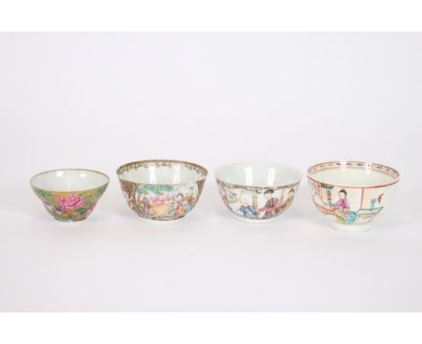 Four 19th & 20th Century Chinese and English porcelain tea bowls