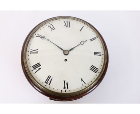 A 19th Century mahogany cased single fusee wall clock, the convex white enamel Roman numeral dial measuring 30cm