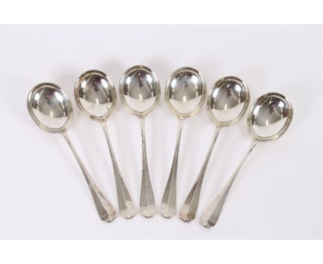 A set of six silver soup spoons, Sheffield 1939