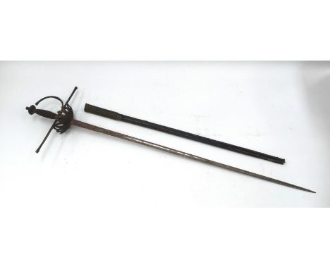 A Victorian era Dress Sword with 70cm blade. No makers marks. Complete with scabbard with chape a/f. Worn blue velvet coverin