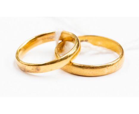 Two 22ct gold rings, size M and R, combined weight approx  7.8 grams  