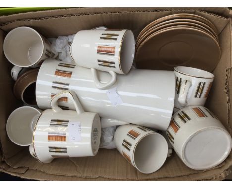 A Crown Clarence 1970s coffee set with coffee pot, milk and sugar, cups and saucers (15) 
