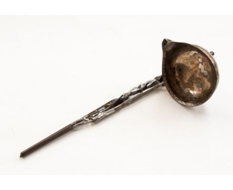 A George III silver bright cut engraved punch ladle with detached turned handle (s/d), London, 1809, possibly George Smith IV