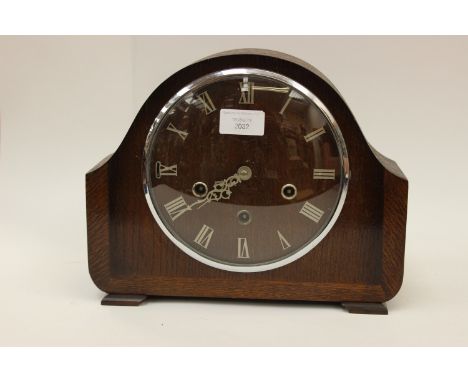 A Smith's oak cased Westminster chime eight day mantel clock 