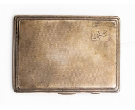 A George VI silver gilt lined cigarette case with an engine turned front and back, Birmingham 1937, 166.2 grams/5.34 ozt appr