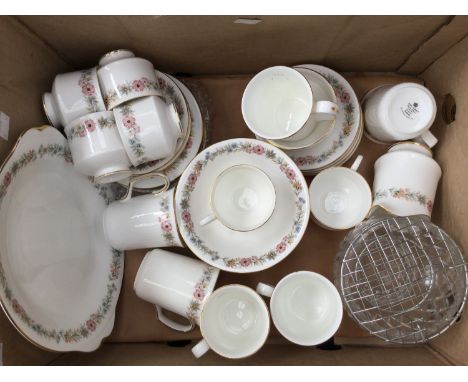 A Royal Albert tea service 'Belinda' cups and saucers, plates, beakers, pudding bowls and milk/sugar and sandwich plate, rose