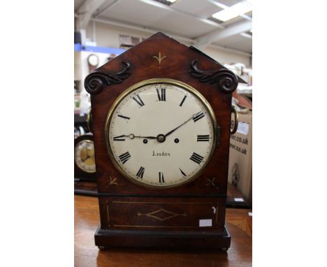 A Thomas Savage, 1816-1840 (attributed), walnut bracket or table clock, bell strike movement having enamel Roman numeral dial