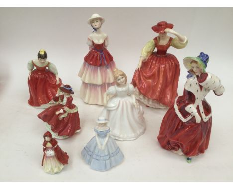Royal Doulton figurines HN 2434, Fair Maiden, HN 3179 Eliza, HN 1922 Christmas Morn, HN 2399 Buttercup a/f, HN 2996 Amanda, p