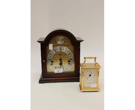 German Franz Hermie mantle clock (with key) with a Robt Blandford battery operated carriage clock (2) 