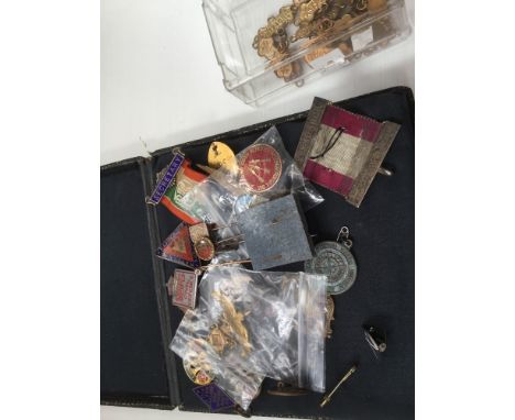 A collection of enamel membership badges, stick pins, etc, WVS Civil Defence (Kings Crown) Civil Defence Nursing Reserve, Mot