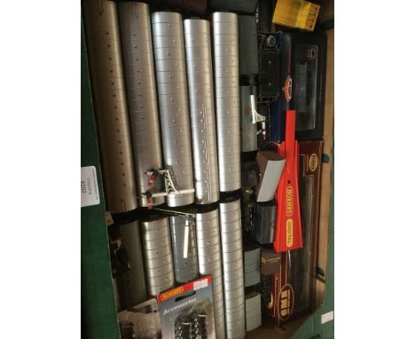 One box of assorted unboxed model railway to comprise Hornby and Bachmann, rolling stock and coaches, together with four play