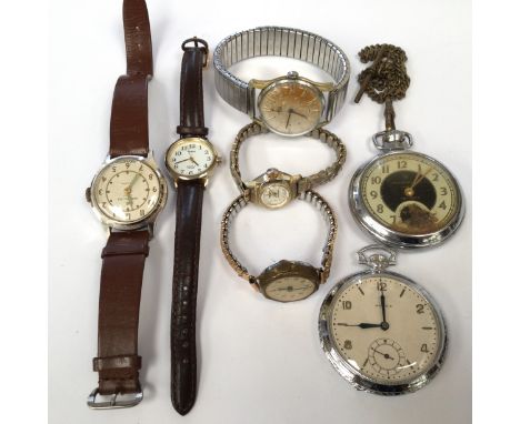 Assorted ladies and gentlemen's wristwatches, with two hunters, including Ingersol, Chancellor, Timex, Avia, etc (one bag) 