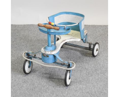 A vintage blue painted metal child's tricycle, 60cm