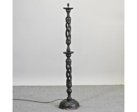 An early 20th century painted Indian standard lamp, 134cm high