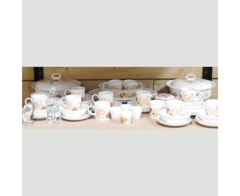 Two shelves of china to include a Wedgwood Summer Bouquet part dinner and tea service, together with a small quantity of Susi