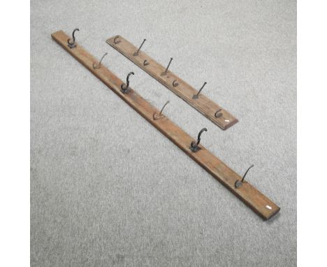 A vintage coat hook, 209cm, together with another smaller