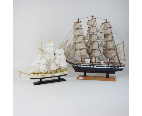 A scale model of a schooner, 50cm long, together with another smaller