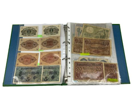 Collection of German banknotes, mostly dating between 1918 and 1923, many being of a high grade, with vendor's inventory, hou