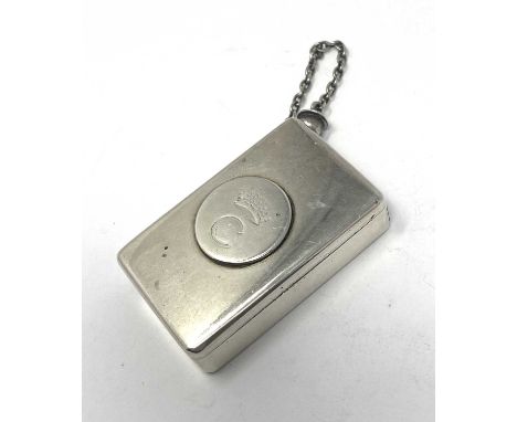 A VICTORIAN SILVER COMBINATION VESTA AND SLOW MATCH CASE, WRIGHT & DAVIES, LONDON, 1881 oblong box form, plain excepting a ro