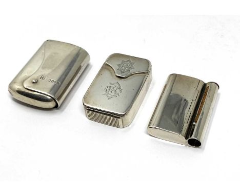 THREE VICTORIAN SILVER VESTA CASES, BROWNETT & JONES, LONDON, 1877 / 79 / 82 all plain: the earliest oblong example with cres