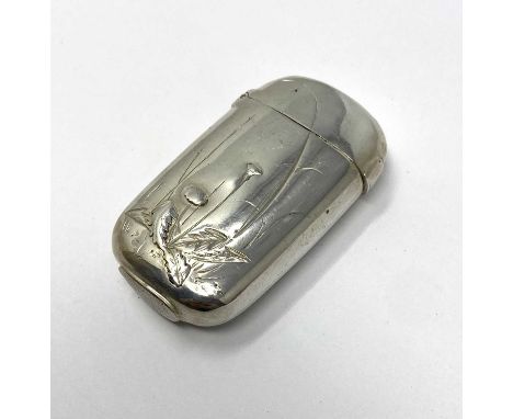 A VICTORIAN SILVER AESTHETIC MOVEMENT VESTA CASE, EDWARD BARNARD & SONS, LONDON, 1879 rounded oblong, with raised decoration 