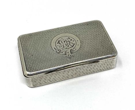 A VICTORIAN SILVER VESTA CASE, BENJAMIN BARLING & SONS, LONDON, 1864 oblong box form, with engine-turned panels all over exce