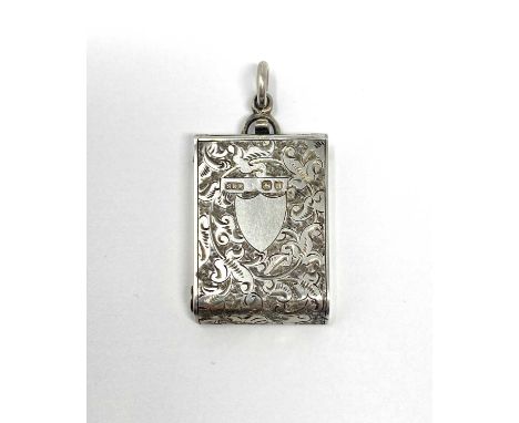 A VICTORIAN SILVER PATENT STAMP CASE, SAMUEL ROBERT EDWARDS, LONDON, 1883 oblong, the lid with curved bottom side and foliate