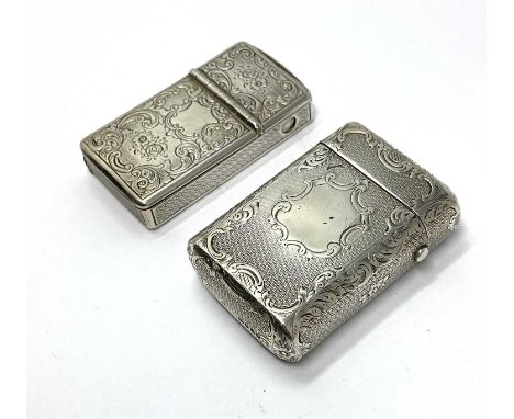 TWO VICTORIAN SILVER VESTA CASES, BENJAMIN BARLING, LONDON, 1851 / 60 the earlier a rectangular combination cheroot cutter ve