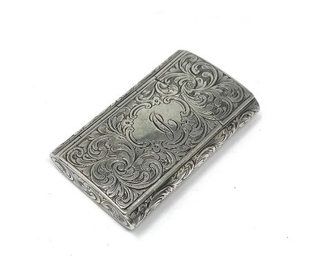 A VICTORIAN SILVER COMBINED VESTA CASE AND CHEROOT CUTTER, ALFRED TAYLOR, BIRMINGHAM, 1857 oval section rectangular, with all