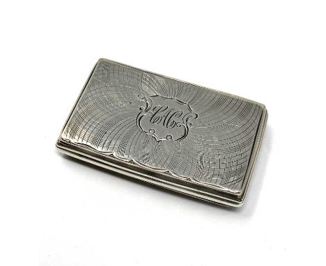 A VICTORIAN SILVER VESTA CASE, NATHANIEL MILLS, BIRMINGHAM, 1845 rectangular box form, ribbed sides and engine-turned top and