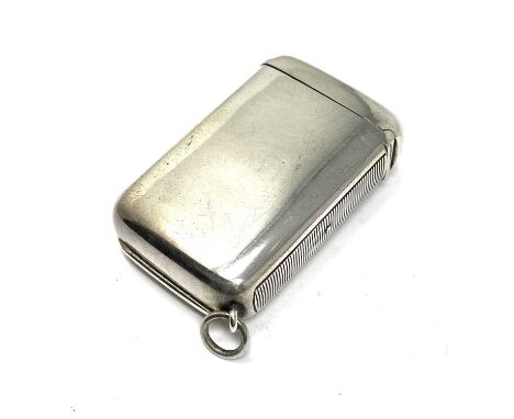 A VICTORIAN SILVER COMBINATION VESTA, SOVEREIGN AND STAMP CASE, BROWNETT & CO., LONDON, 1888 plain oblong, gilt interiors, wi